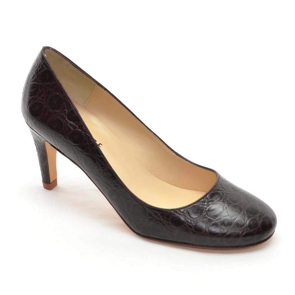 Anthropologie Jon Josef LB Brown Croco Pumps 7 M New